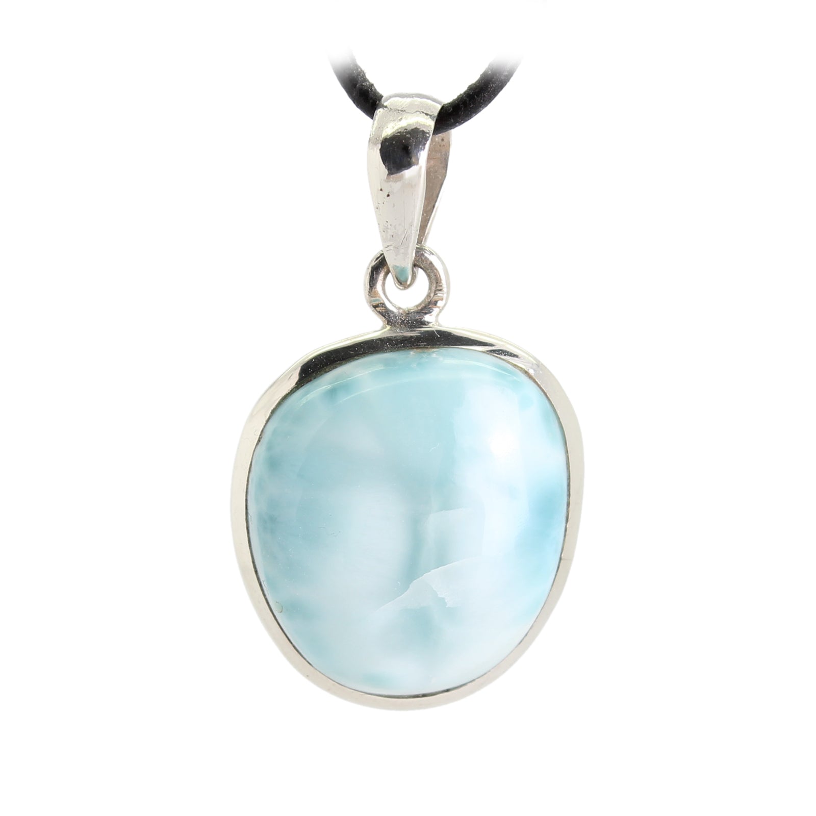 Larimar Anhänger Kettenanhänger 925 Silber Schmuck Halskettenanhänger Kettenschmuck Stein Trommelstein Rohstein Rohstück Edelstein Heilstein Lochstein Schmuck Naturstein Halsschmuck Silberschmuck Dekostein Dekostück Collier Halskette Schmuckstein Schmuckanhänger Glücksstein Schutzstein