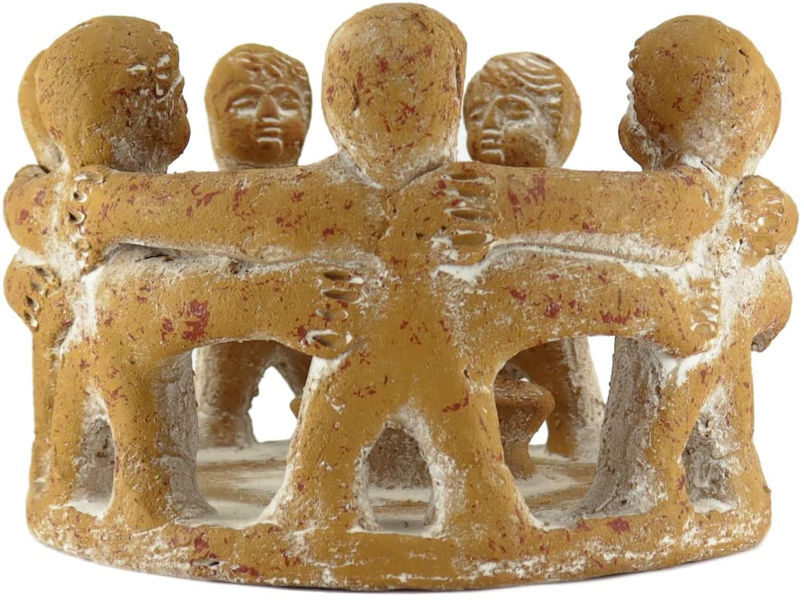 Freundeskreis als Teelichthalter gelb – 7 Figuren beleuchtet
