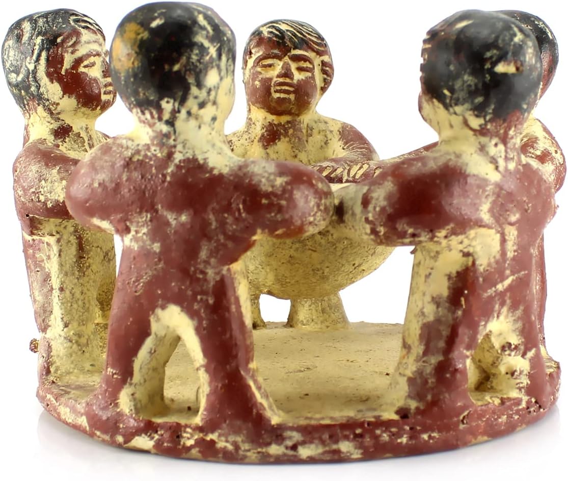 Freundeskreis als Teelichthalter rot gelb – 5 Figuren beleuchtet