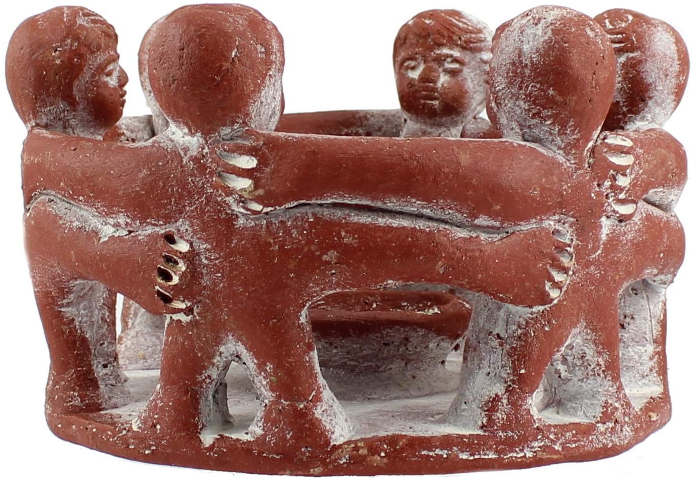 Freundeskreis rot – 6 Tonfiguren im Kreis von oben