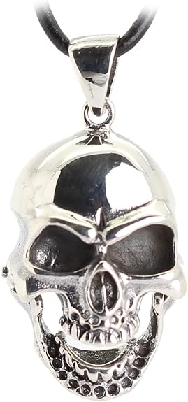 Totenkopf-Anhänger aus 925er Sterling-Silber mit beweglichem Kiefer