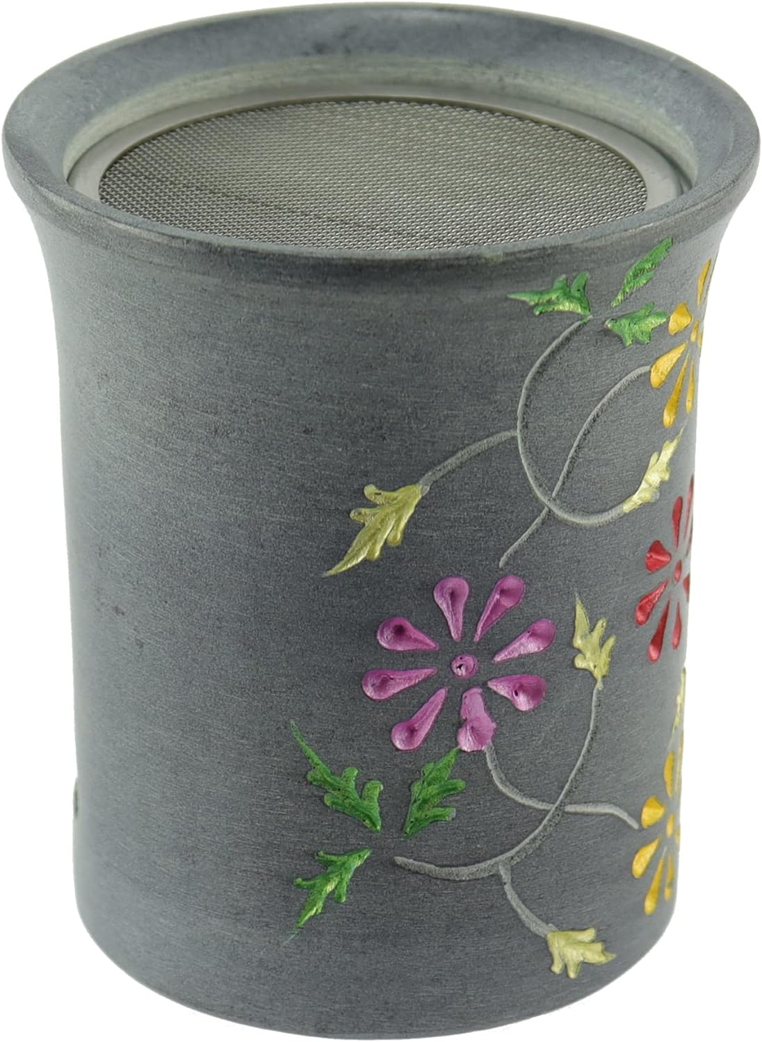 Räucherstövchen floral bunt – mit Edelstahlsieb und Räucherwerk