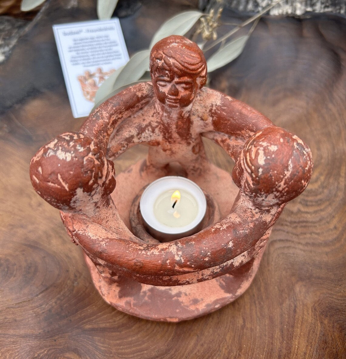 Freundeskreis 3 Figuren aus Terrakotta rot – Handarbeit aus Mexiko