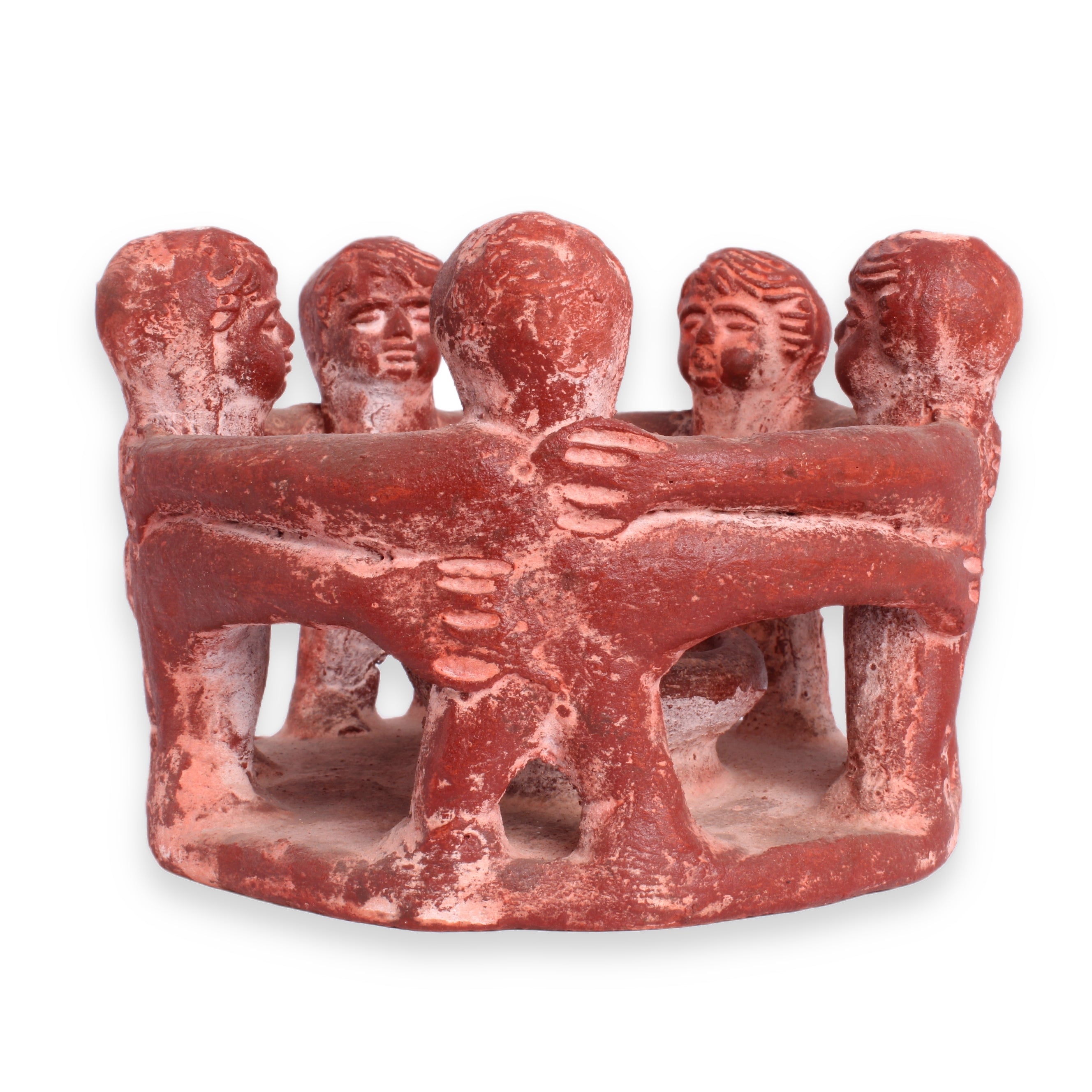 Freundeskreis Terrakotta – 5 Figuren im Kreis von oben