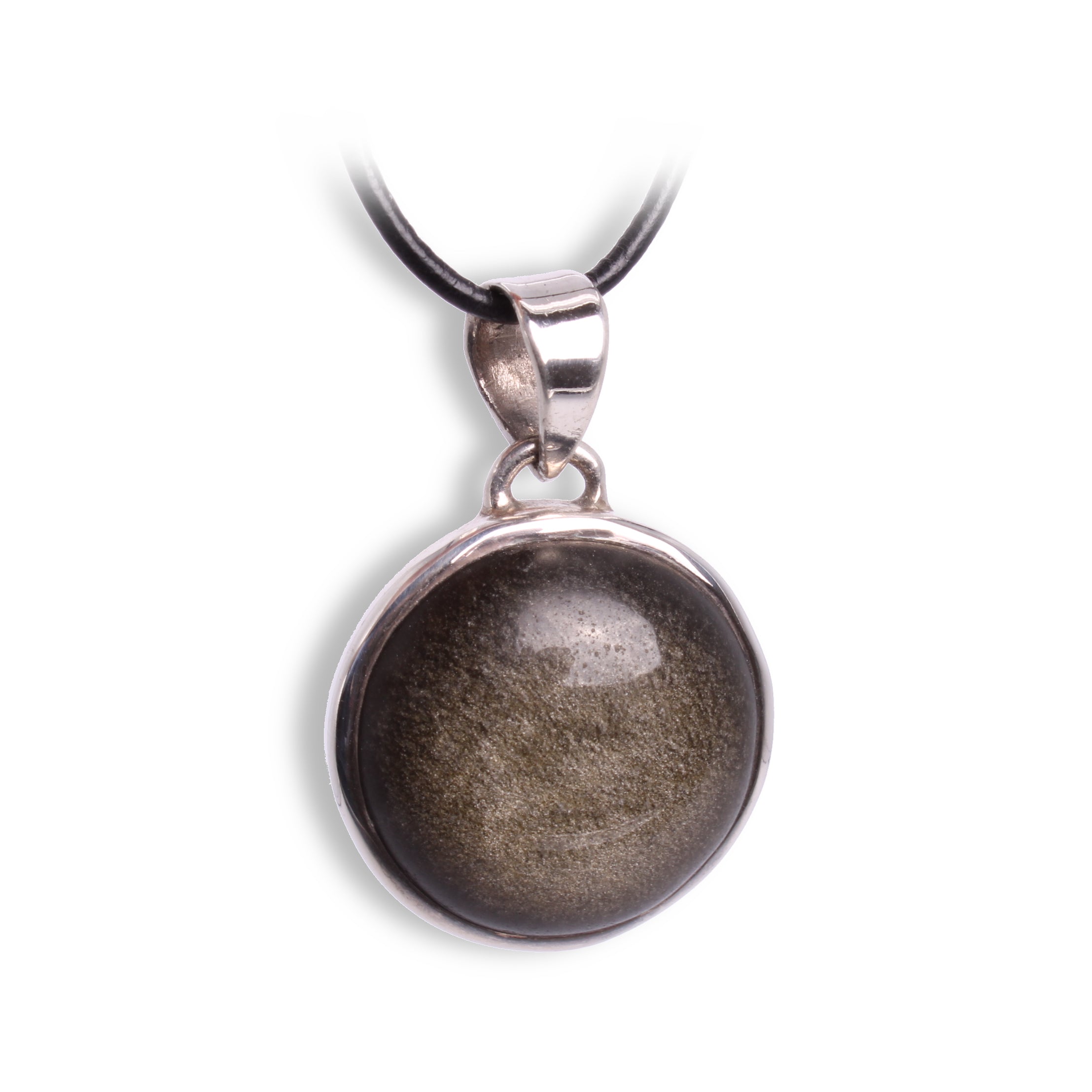 Goldobsidian Anhänger – 925 Silber Fassung, goldener Schimmer, Vorderansicht