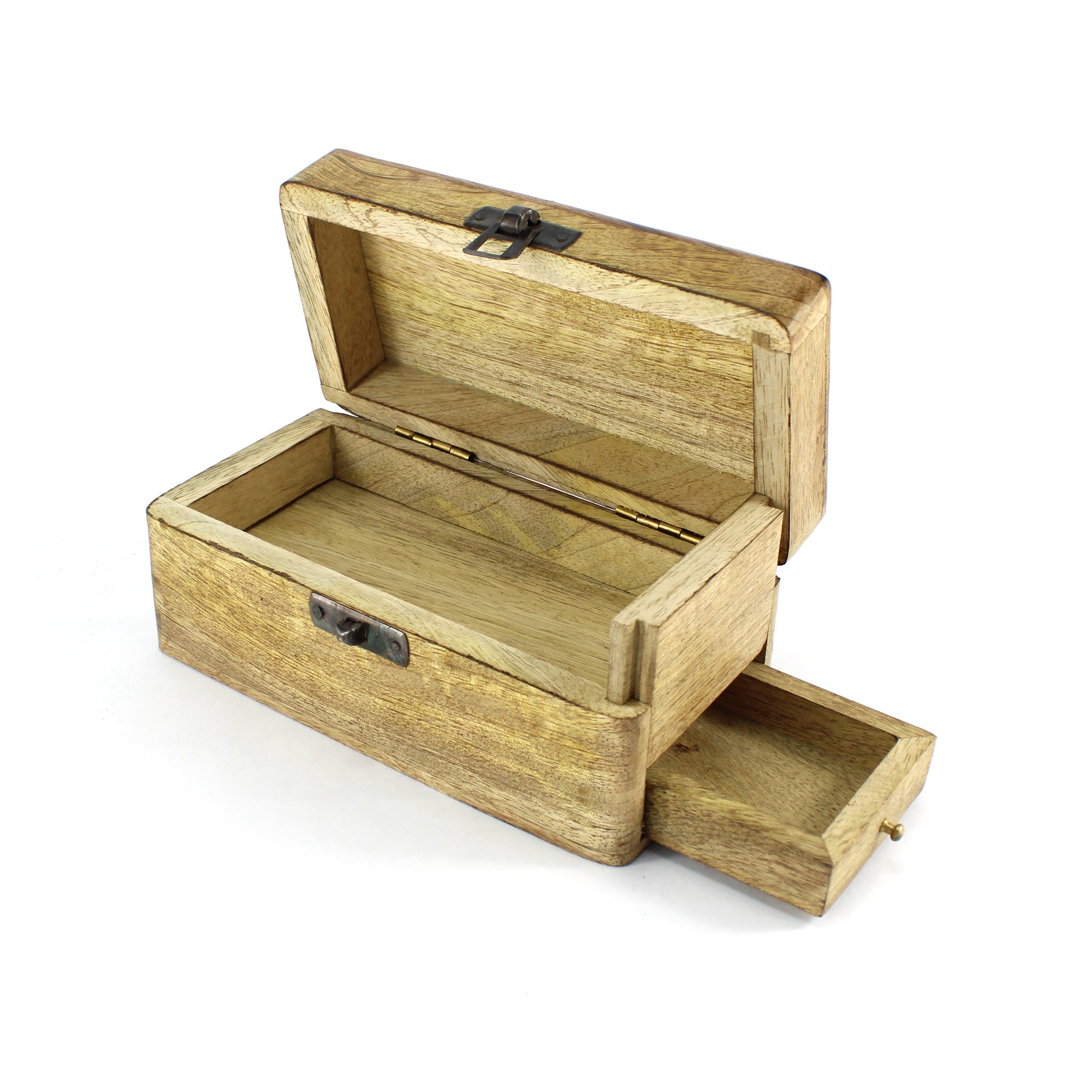 handgefertigte Trickbox aus Mangoholz mit Geheimfach Schublade Schmuckbox Holzbox Geschenkbox Schatztruhe Hidden Tray Puzzle Box