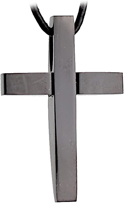 Kreuz Anhänger Edelstahl schwarz – Detailansicht Oberfläche