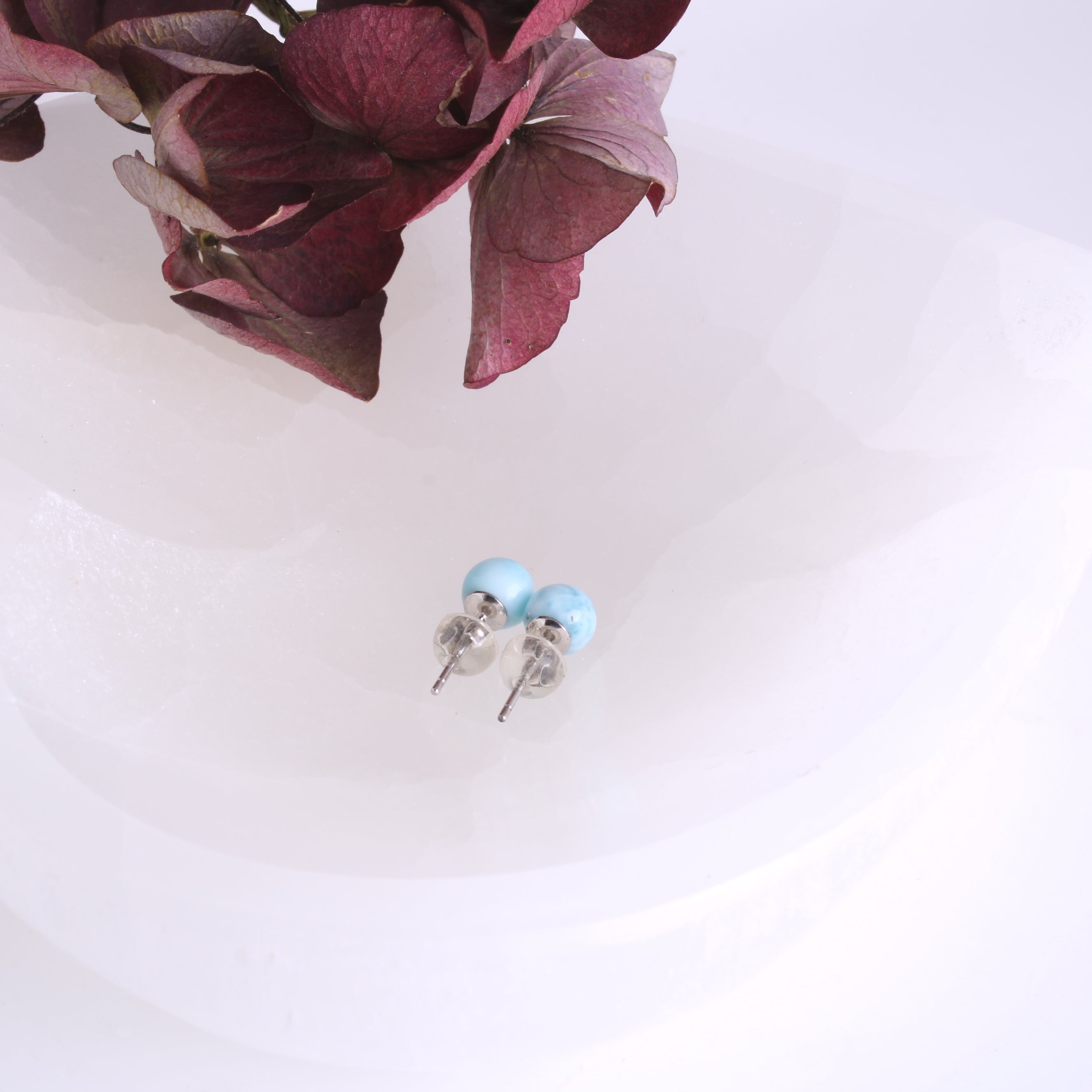 Larimar Ohrstecker Paar – handgefertigter Edelstein Ohrschmuck