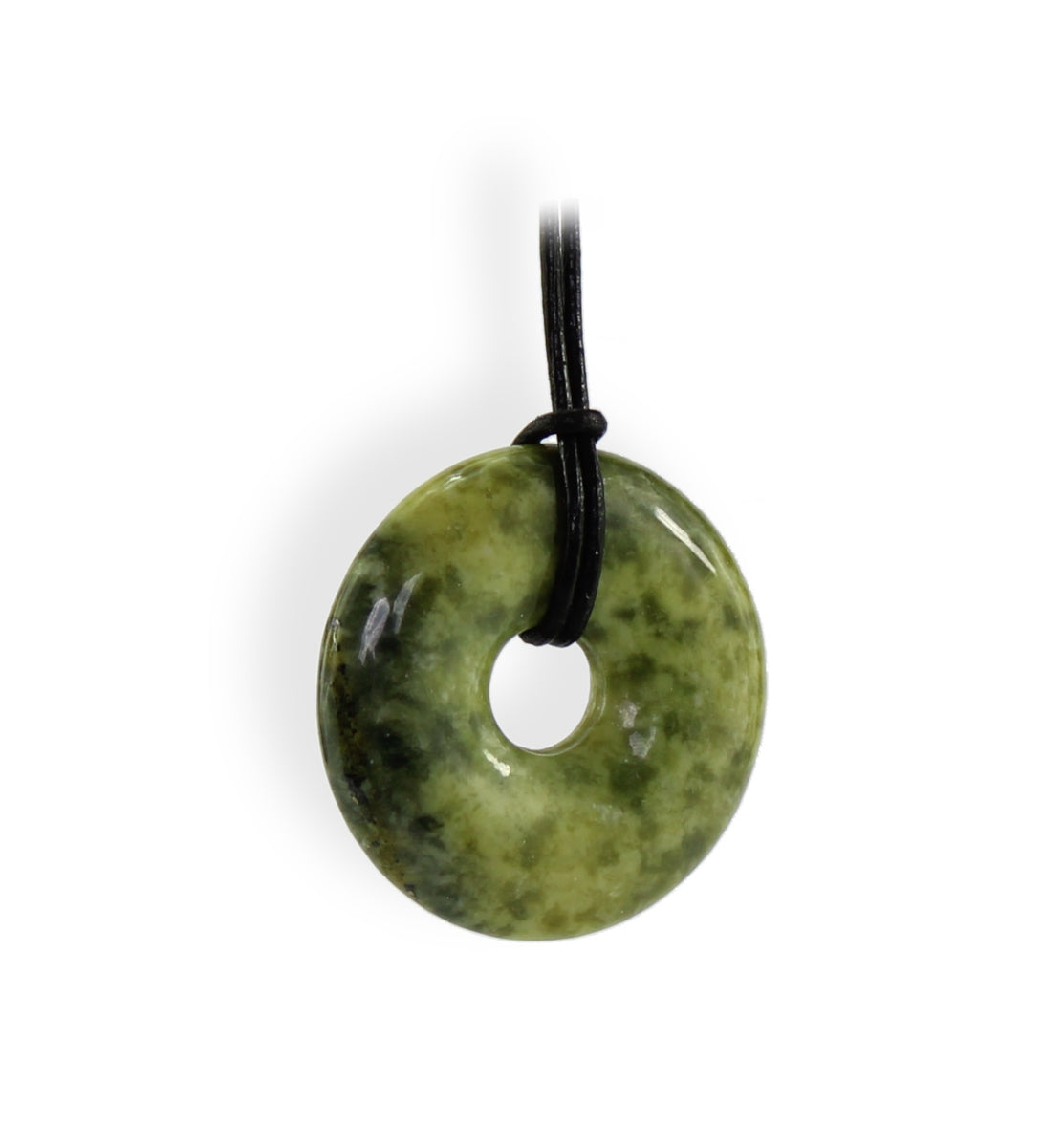Budawi Serpentin Donut Anhänger - China Jade Stein 20mm Mit Lederband