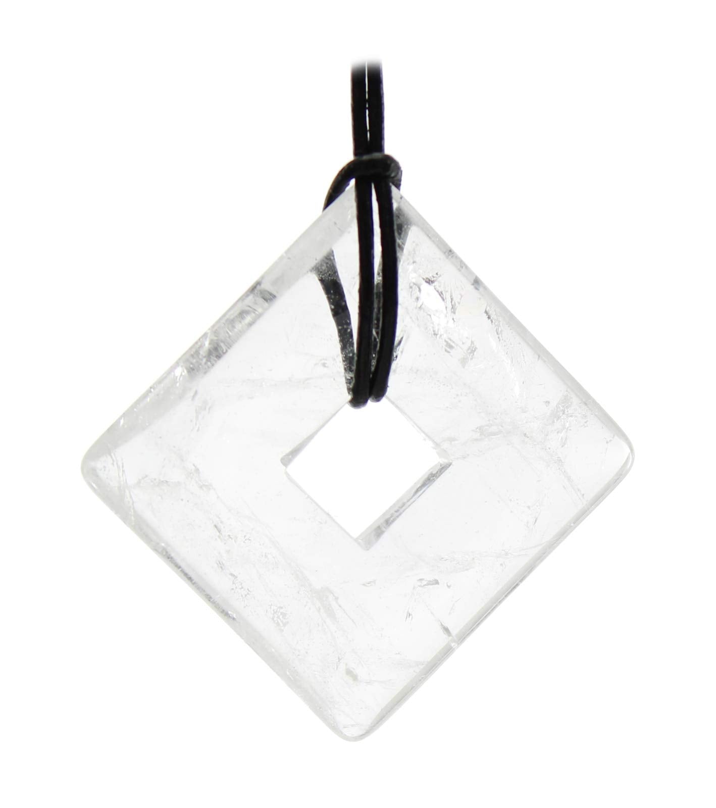 Bergkristall Square Anhänger – ca. 28×28 mm, klarer Naturstein, Vorderansicht