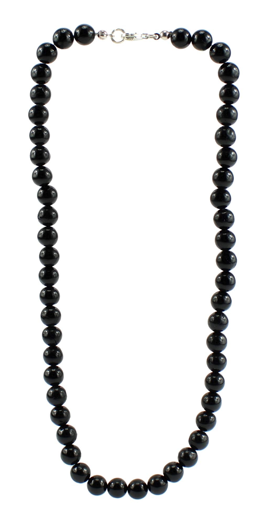 Schörl schwarzer Turmalin Stein Trommelstein Anhänger Trommelsteinanhänger Perlenkette Kugelkette Collier Buttonkette Edelstein Heilstein Halsschmuck Schmuck Schmuckstein Schmuckkette schwarze Turmalinkette Turmalinschmuck Turmalincollier schwarze Turmalinspitze