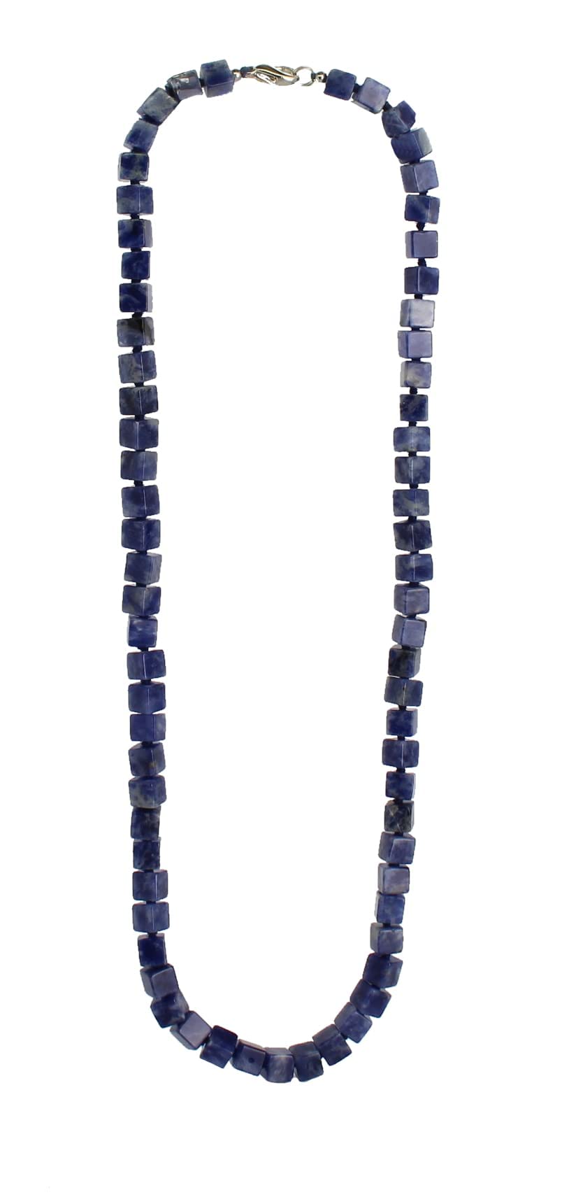 Halskette Kette aus Sodalith Stein Trommelstein Anhänger Kugelkette Edelsteinkette Collier Edelstein Heilstein Halsschmuck Schmuckkette Schmuckanhänger Heilsteinkette Perlen Kugel Sodalithkette Sodalithschmuck Sodalithstein