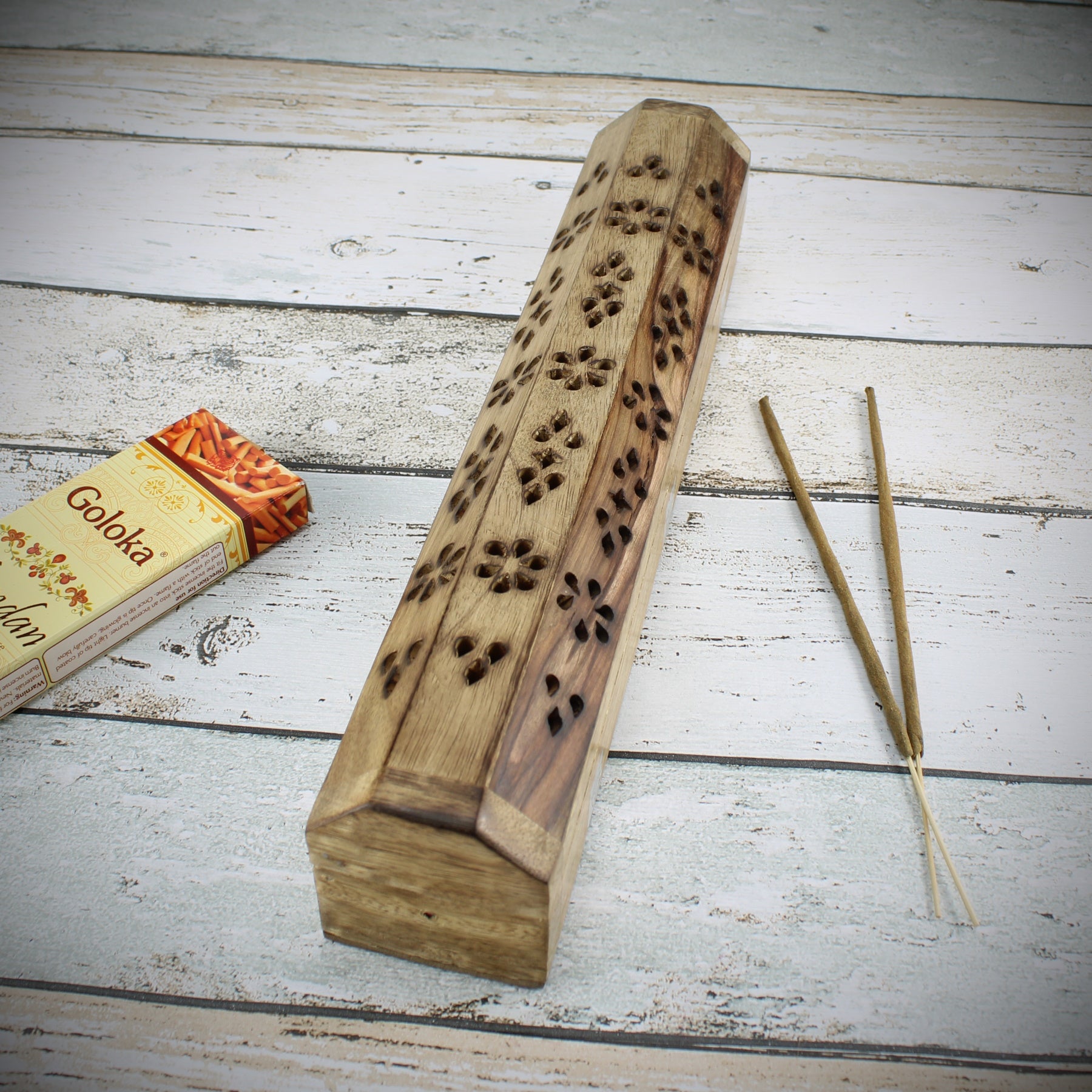 Blume des Lebens Räucherstäbchenhalter aus Holz für Räucherstäbchen & Räucherkegel