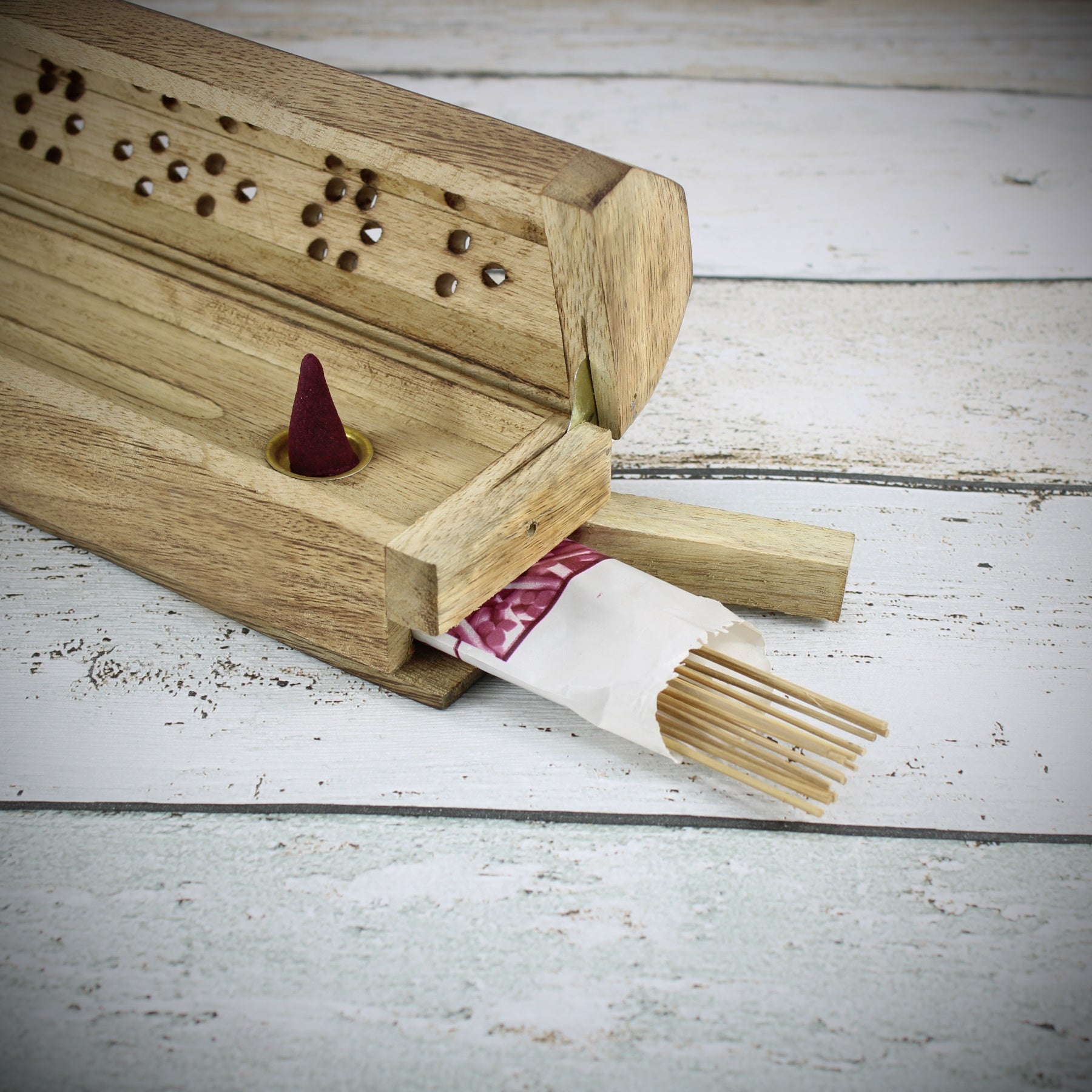 Ganesha Schwarz Räucherstäbchenhalter aus Holz für Räucherstäbchen & Räucherkegel