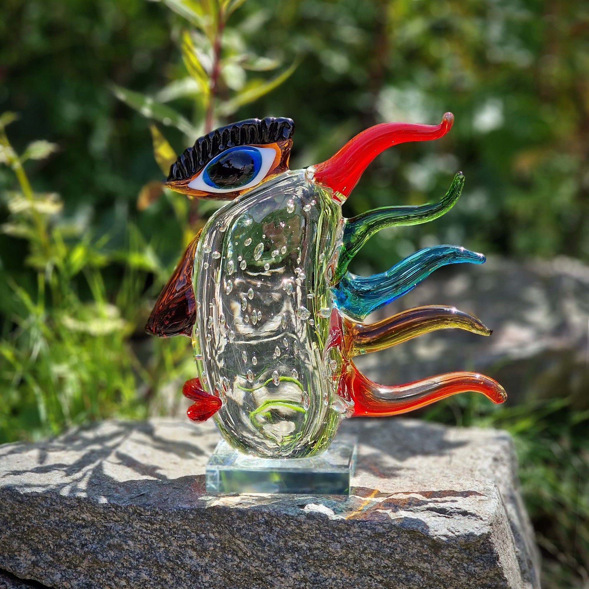 Glasskulptur Kristall Glas Kunst "Harlekin" Designer Skulptur Handarbeit