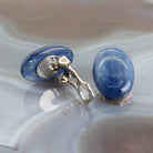 Kyanit Edelstein Ohrclips 925er Silber Ohrringe Ohrschmuck Stein Trommelstein Anhänger Ohrstecker Stecker Heilstein Rohstein Rohstück Schmuckstein Glücksstein Schutzstein Kette Cabochon Hänger Perlen