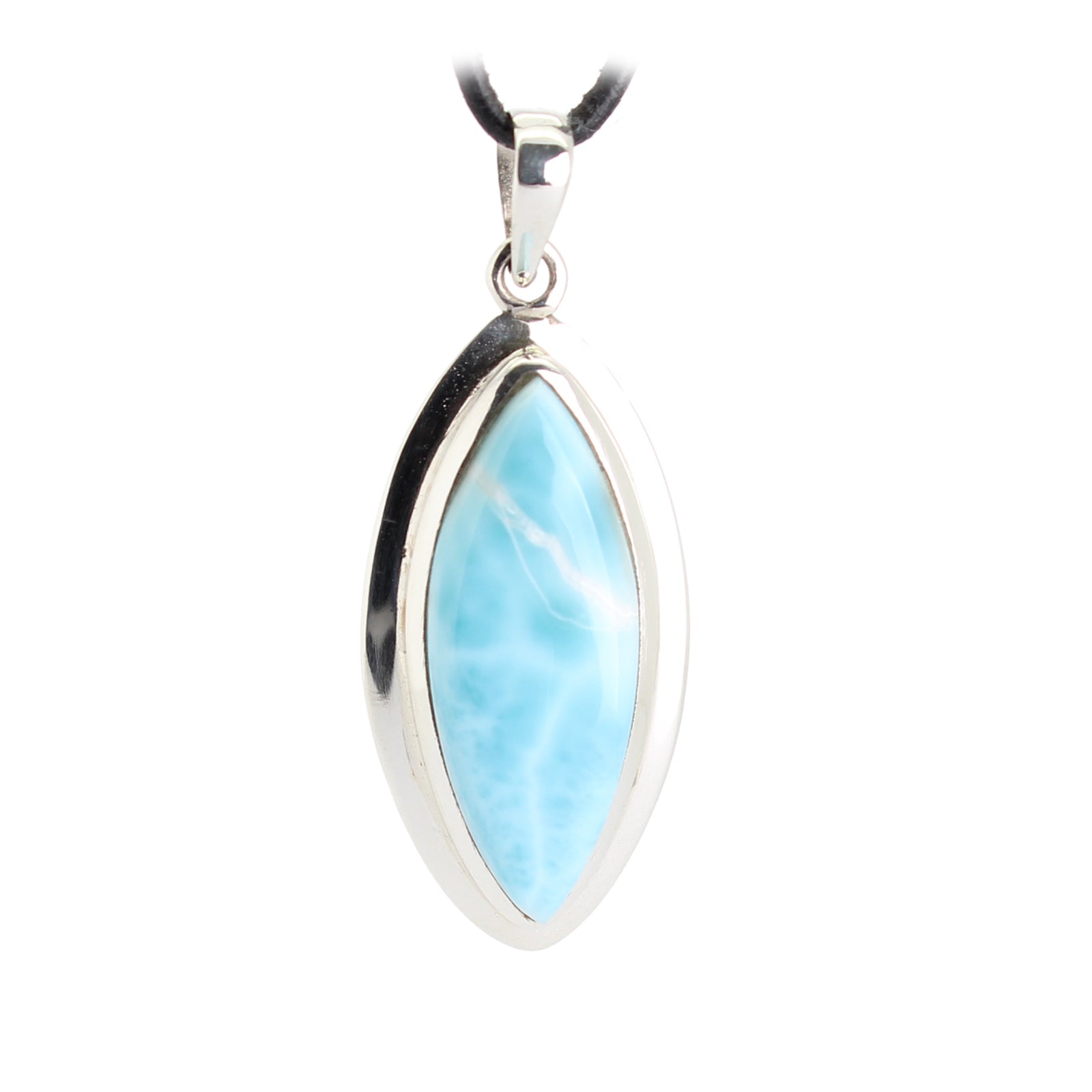 Larimar Anhänger Kettenanhänger 925 Silber Schmuck Halskettenanhänger Kettenschmuck Stein Trommelstein Rohstein Rohstück Edelstein Heilstein Lochstein Schmuck Naturstein Halsschmuck Silberschmuck Dekostein Dekostück Collier Halskette Schmuckstein Schmuckanhänger Glücksstein Schutzstein