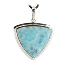 Larimar Anhänger Kettenanhänger 925er Silber Schmuck Halskettenanhänger Kettenschmuck Stein Trommelstein Rohstein Rohstück Edelstein Heilstein Lochstein Schmuck Naturstein Halsschmuck Silberschmuck Dekostein Dekostück Collier Halskette Schmuckstein Schmuckanhänger Glücksstein Schutzstein