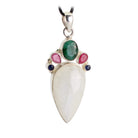 Regenbogenmondstein Smaragd Rubin Saphir Anhänger 925 Silber Halskettenanhänger Kettenschmuck Stein Trommelstein Rohstein Rohstück Edelstein Heilstein Lochstein Schmuck Naturstein Halsschmuck Silberschmuck Dekostein Dekostück Collier Halskette Schmuckstein Schmuckanhänger Glücksstein Schutzstein