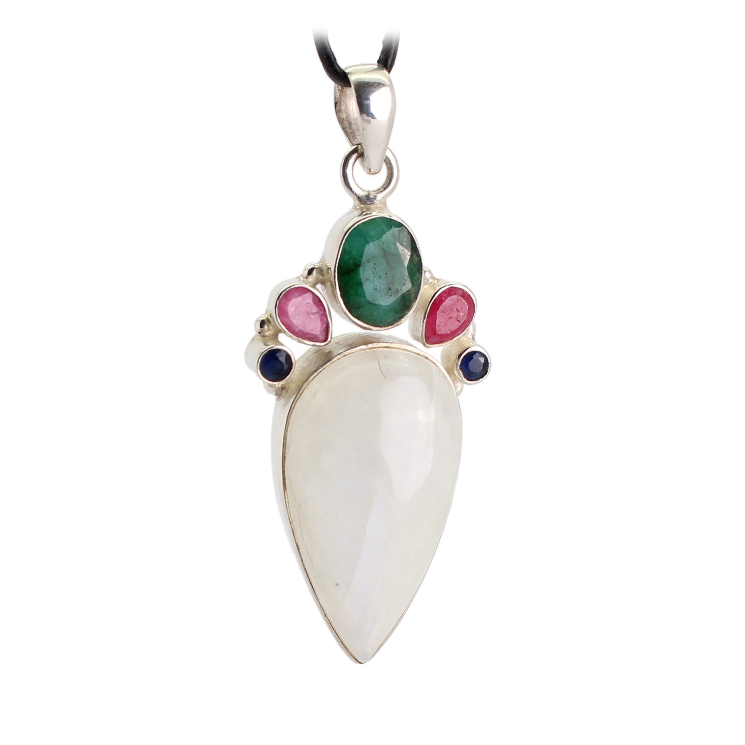 Regenbogenmondstein Smaragd Rubin Saphir Anhänger 925 Silber Halskettenanhänger Kettenschmuck Stein Trommelstein Rohstein Rohstück Edelstein Heilstein Lochstein Schmuck Naturstein Halsschmuck Silberschmuck Dekostein Dekostück Collier Halskette Schmuckstein Schmuckanhänger Glücksstein Schutzstein