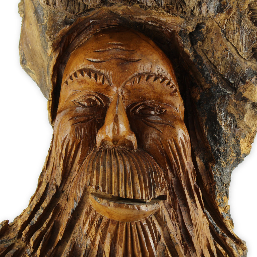 Waldschrat Naturgeist Wurzelsgesicht Waldgeist aus Holz handgeschnitzt Handmade in Indonesien Holzfigur