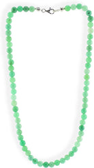 Chrysopras Kette Halskette Perlenkette 925er Silber Verschluss 45 cm Stein Trommelstein Kugelkette Halskette Buttonkette Collier Halsschmuck Kettenschmuck Edelstein Heilstein Edelsteinkette Heilsteinkette Schmuck Rohstein Rohstück Glücksstein Schutzstein