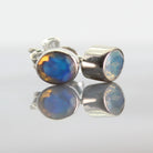 Edelopal Ohrstecker facettiert 925er Silber Ohrringe Stecker Ohrhänger Ohrschmuck Stein Trommelstein Anhänger Rohstein Rohstück Silber Schmuck Hänger Perlen Edelstein Heilstein Schmuckstein Glücksstein Schutzstein Dekostein