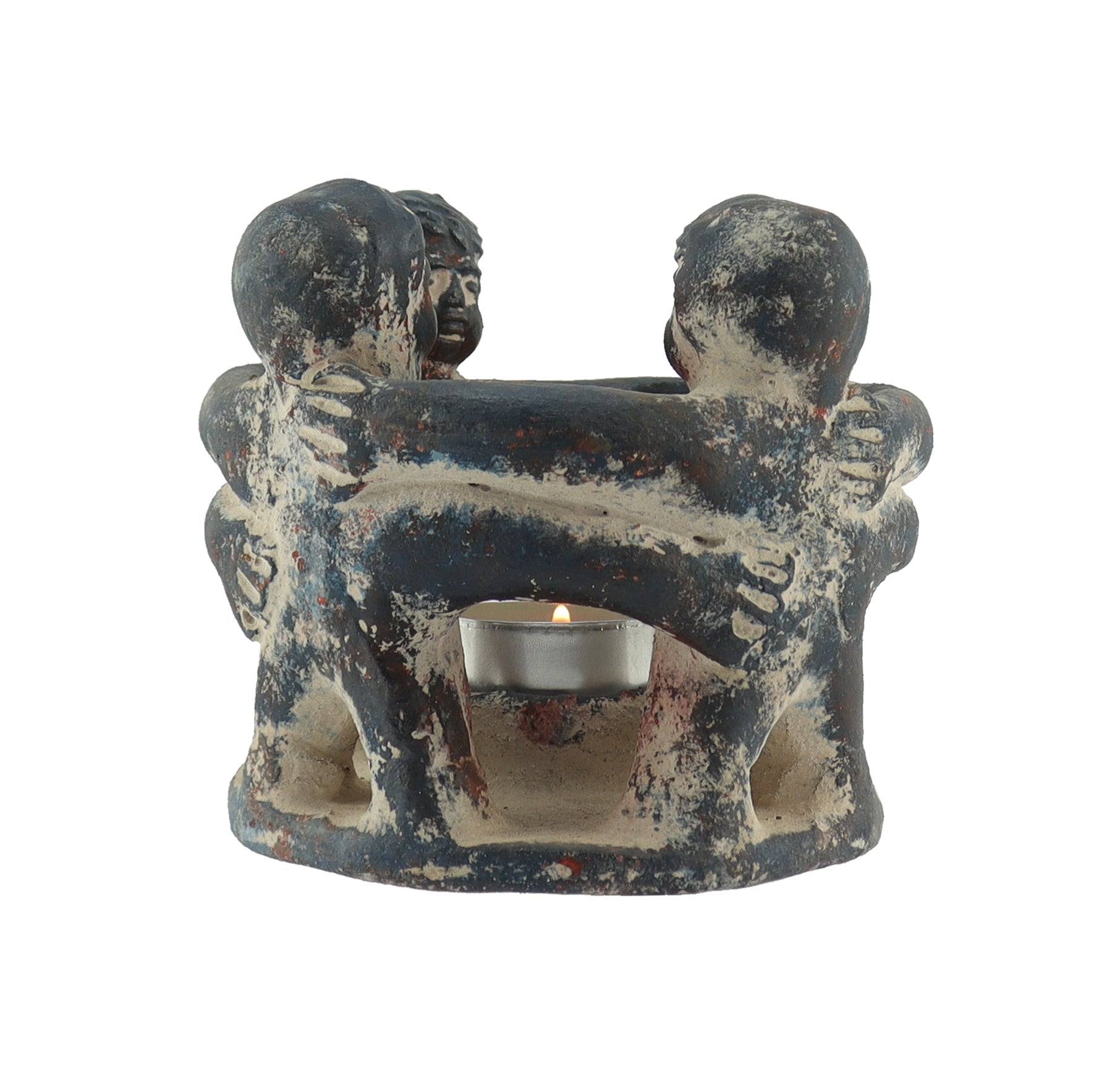 Detailansicht Freundeskreis Terrakotta blau – 4 Figuren