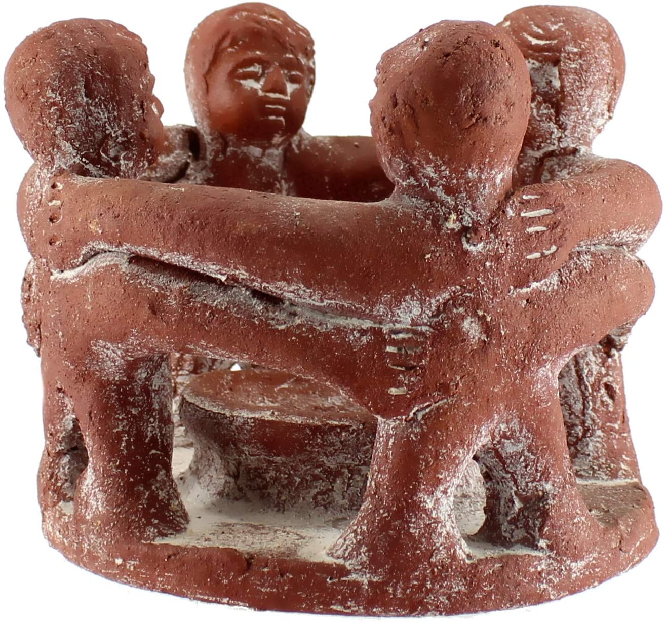 Freundeskreis rot – 4 Tonfiguren im Kreis von oben