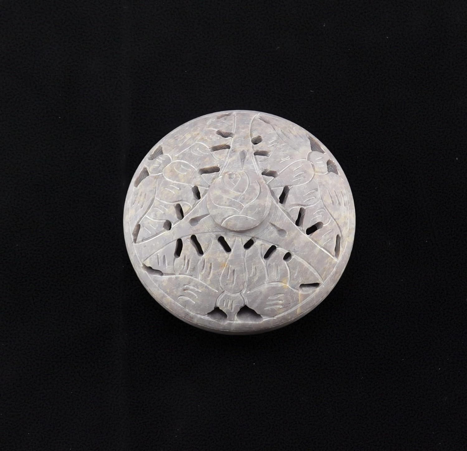 Handgefertigte Duftschale Räucherschale und Räucherstäbchenhalter in einem aus Speckstein mit Lotusgravur