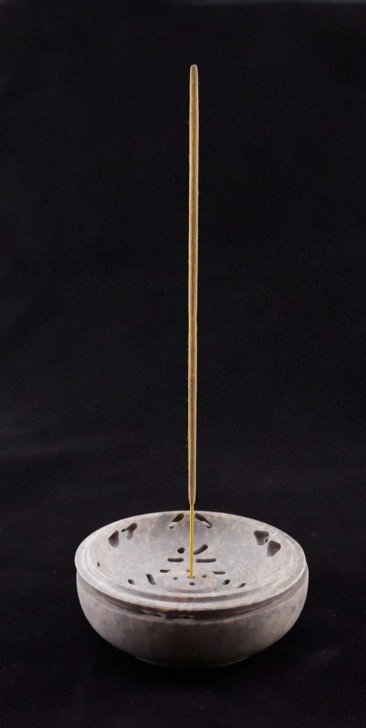 Handgefertigte Duftschale Räucherschale und Räucherstäbchenhalter in einem aus Speckstein mit Lotusgravur