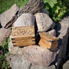 Holztruhe Holzkiste Holzbox aus Mangoholz Motiv keltischer Dreiecksknoten Triqueta groß