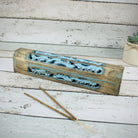 Räucherstäbchenhalter Halter aus Holz für Räucherstäbchen & Räucherkegel blau