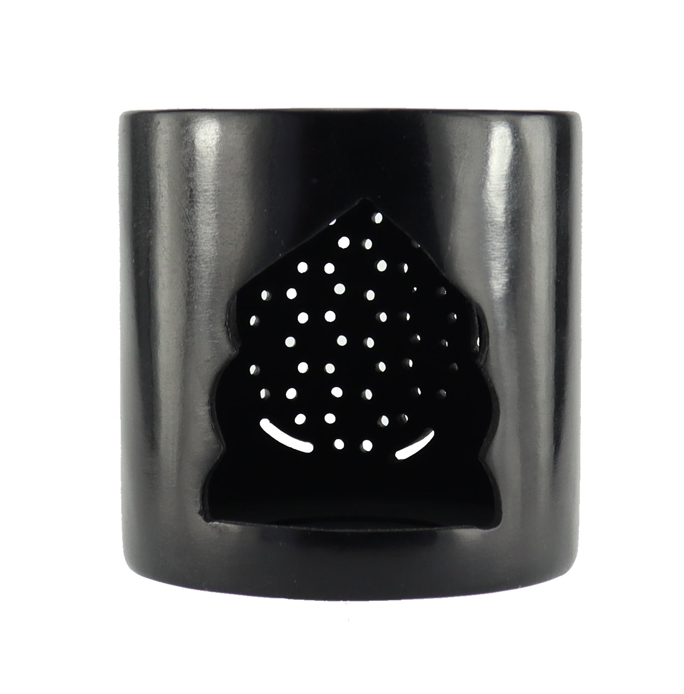 Räucherstövchen Speckstein schwarz – Blume des Lebens Draufsicht