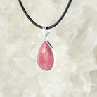 Thulit Anhänger Kettenanhänger Hals Schmuck 925 Sterling Silber echter Edelstein mit Lederband - Einzelstück