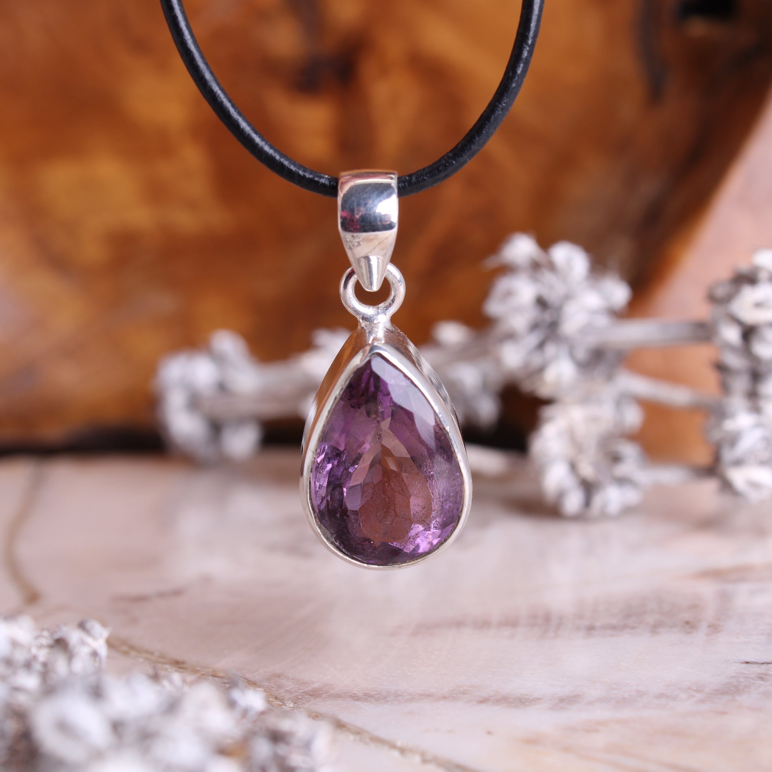 schmuck fahrradanhänger Budawi® Amethyst Edelstein Schmuck Anhänger facettiert Halskette