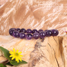 Amethyst Perlenarmband getragen – elastisch, ca. 19 cm, Damen & Herren