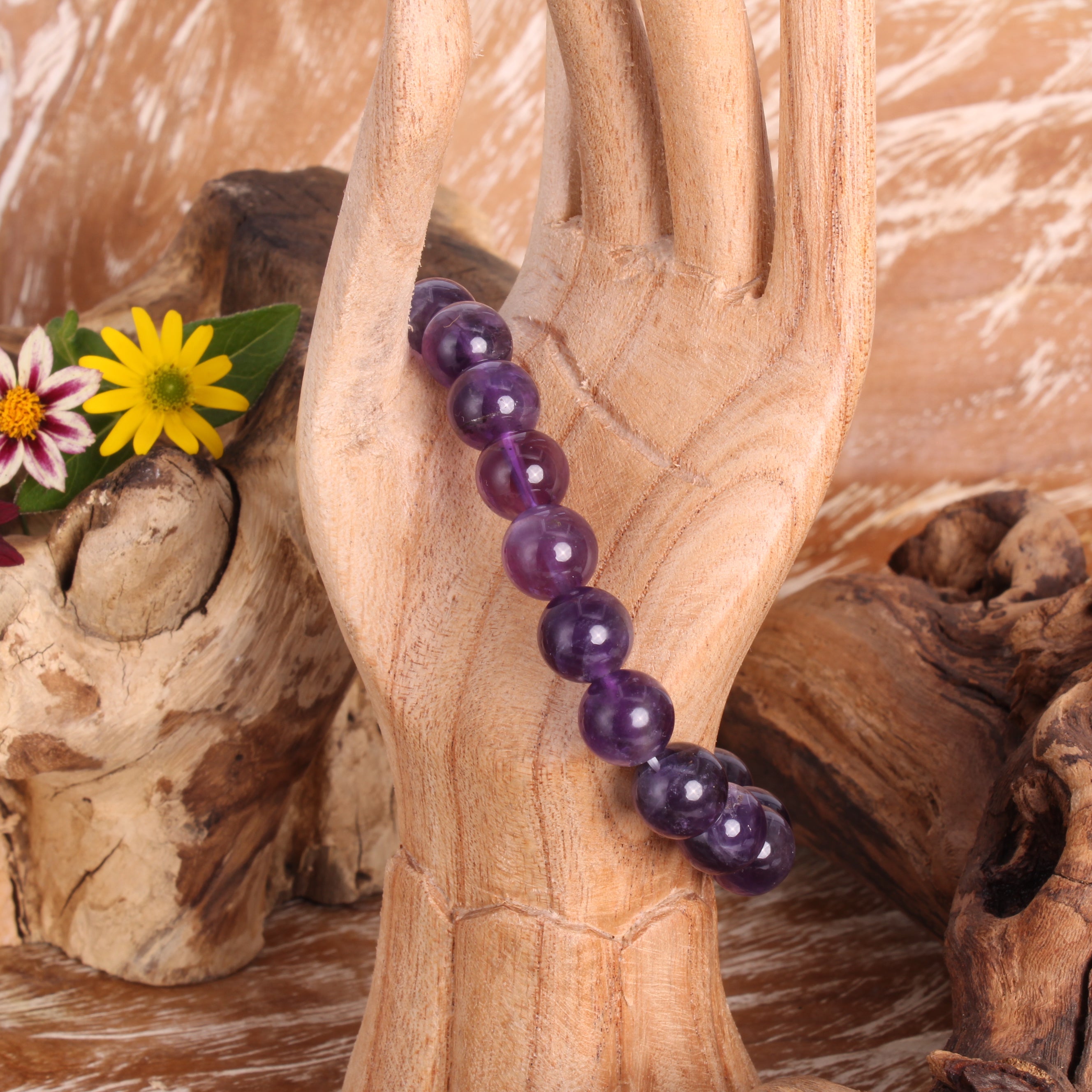 Amethyst Perlenarmband Gesamtansicht – Naturstein Schmuck Budawi