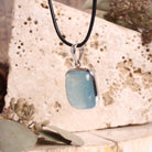 Aquamarin Cabochon Anhänger 925 Silber – Detailansicht - Silber
