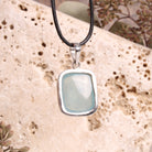 Aquamarin Cabochon Anhänger 925 Silberfassung, Rückseite