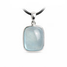 Aquamarin Cabochon Anhänger 925 Silber – hellblau transparent, Vorderansicht