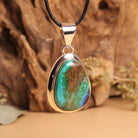 Azurit-Chrysokoll-Malachit Anhänger 925 Silber – Multicolor Blau-Grün-Türkis, Front-Detail