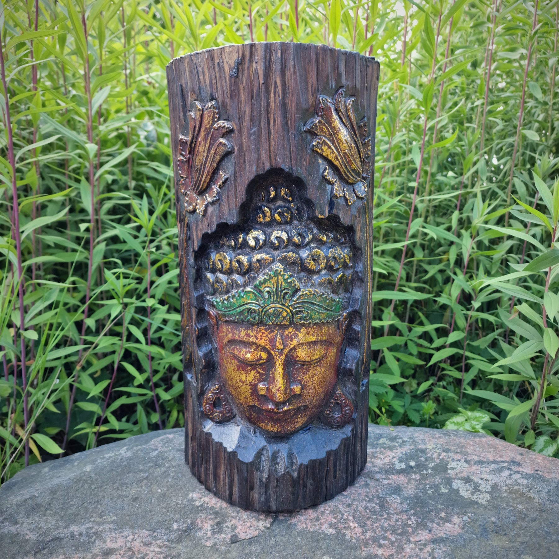 Buddha Wandbild- Frontalsicht -Gesicht, Indonesien Handarbeit