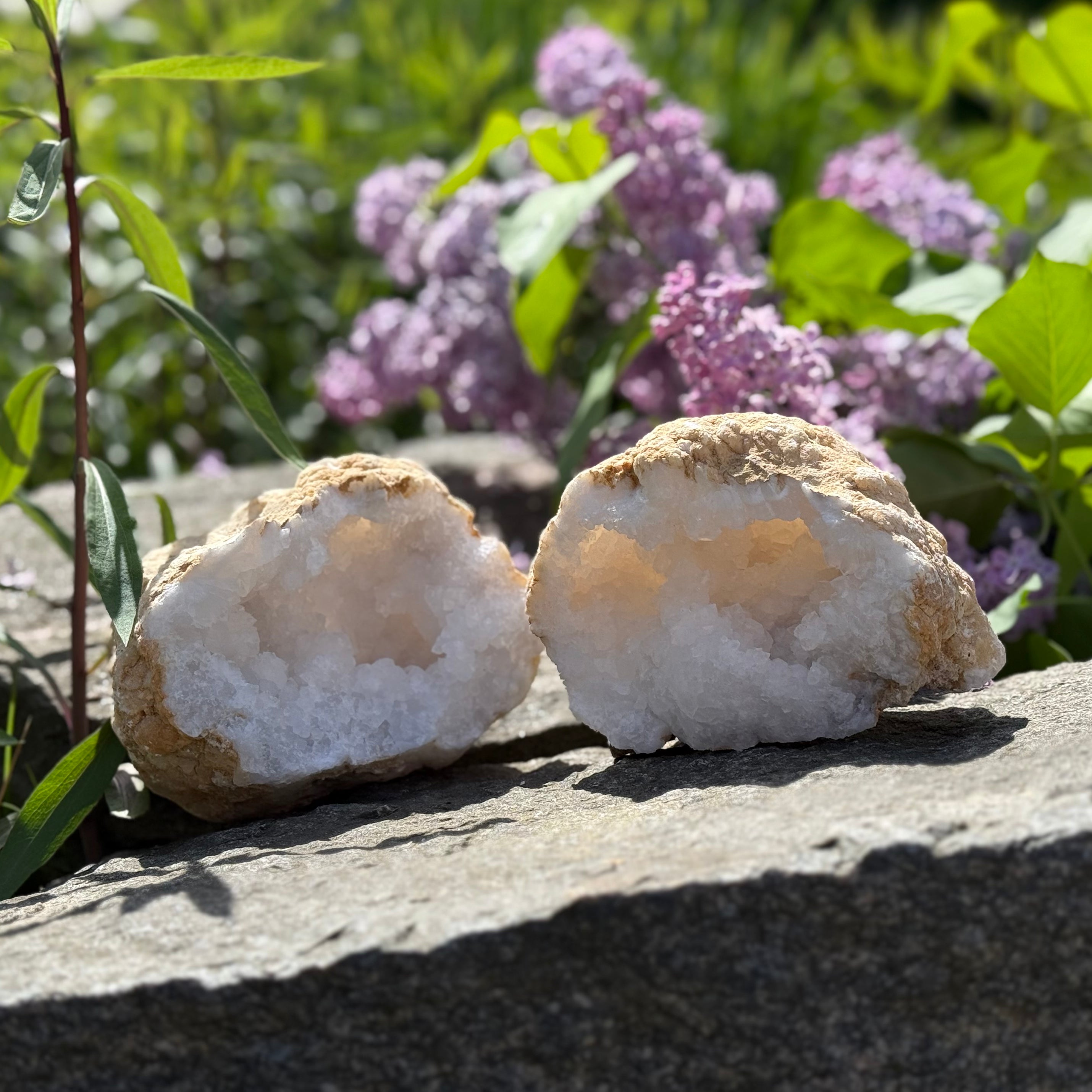 Calcit Geode Detailansicht – Rohstein naturbelassen, gespalten