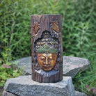 Buddha Wandrelief Albasia Holz – handgeschnitzt, Vorderansicht