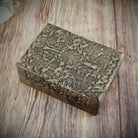 Holztruhe Holzschatulle Holzbox aus Mangoholz Motiv Blumenornament  17 x 12 cm