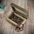 Holztruhe Holzschatulle Holzbox aus Mangoholz Motiv Blumenornament  17 x 12 cm