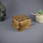 Trickbox Holztruhe Holzbox aus Mangoholz Motiv Blume des Lebens klein
