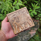 Holzbox Mangoholz Elefant – Deckel mit großem Schnitzrelief