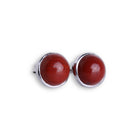 Rote Jaspis Ohrstecker 925 Sterling Silber – Cabochon 8mm mit Schraubverschluss